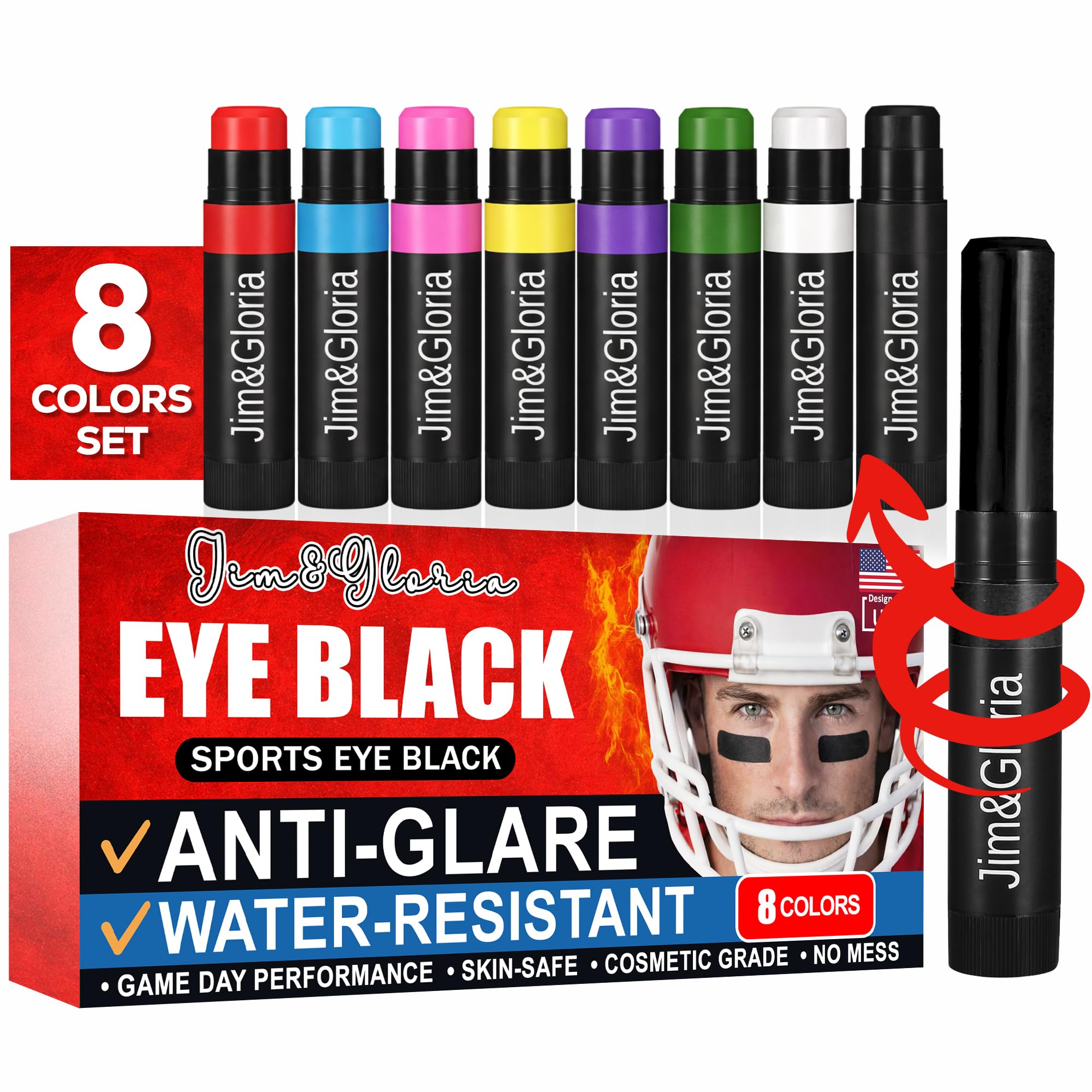 Jim&Gloria Water Resistant Under Eye Black Stick Sports Face Paint